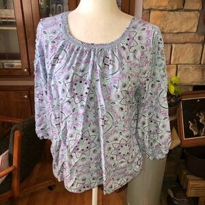 Cato size large blue and purple 3/4 sleeve with embroidery